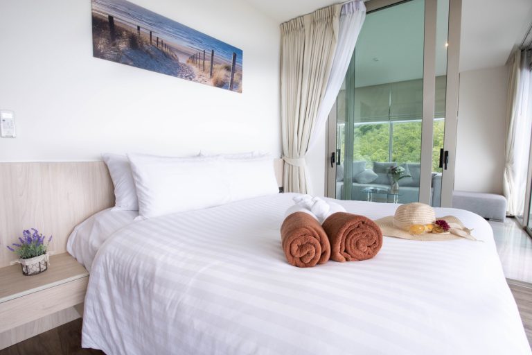 Schlafzimmer in Oceana mit Doppelbett
