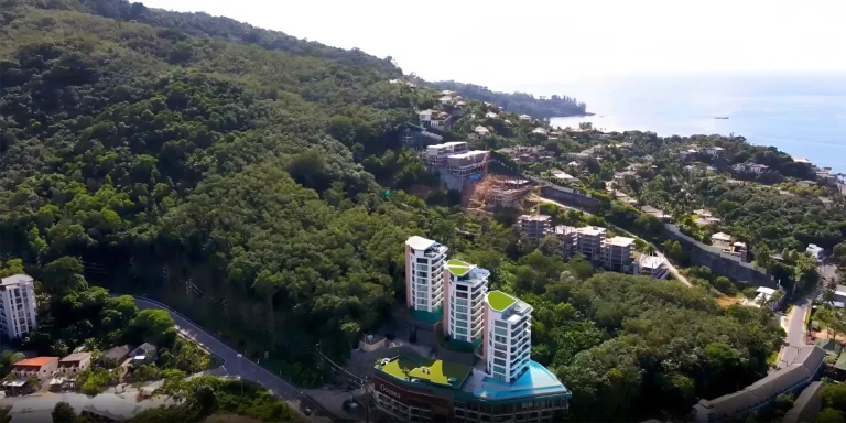 Aerial view of Oceana Resort on the Kamala hillside, Phuket