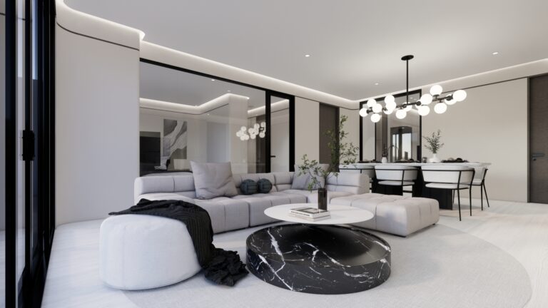 Rendering of a 4 Bedroom living and dining area at Ever Prime Residences