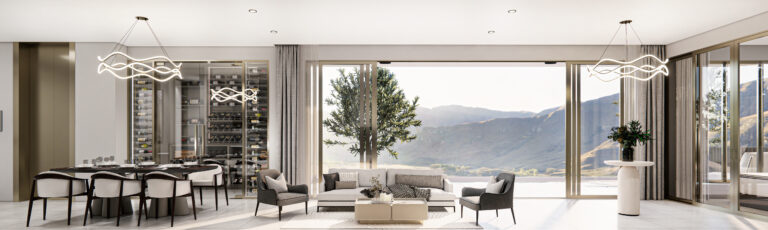 Rendering of the Type E master penthouse living area at The Element by Anocha