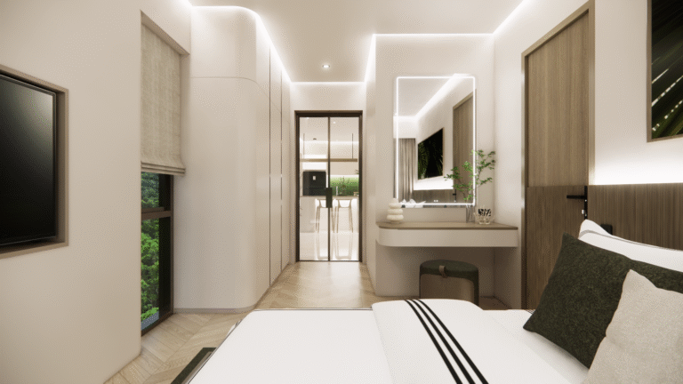 Rendering of a bedroom at The Trees Residence by Anocha