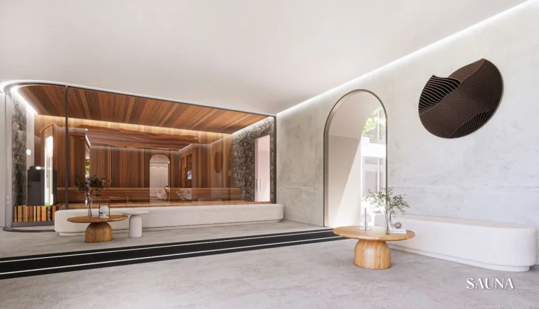 Rendering of the sauna at The Element by Anocha