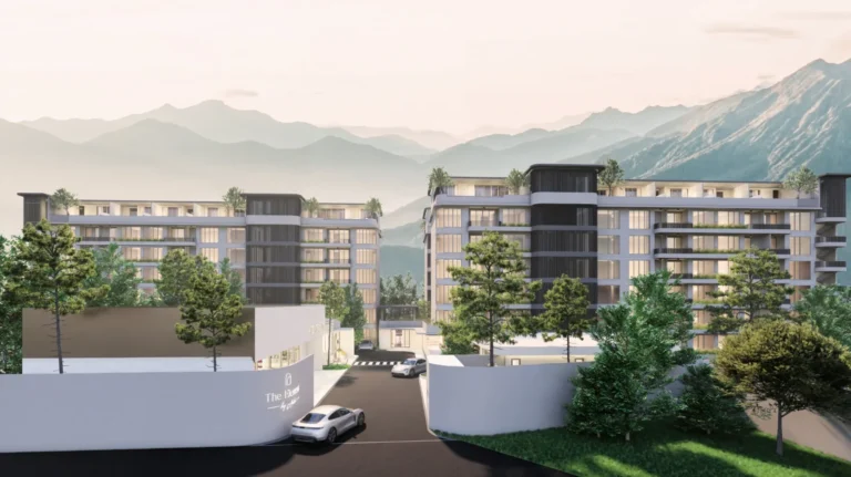 Rendering of The Element by Anocha in Kamala, Phuket, with hills behind
